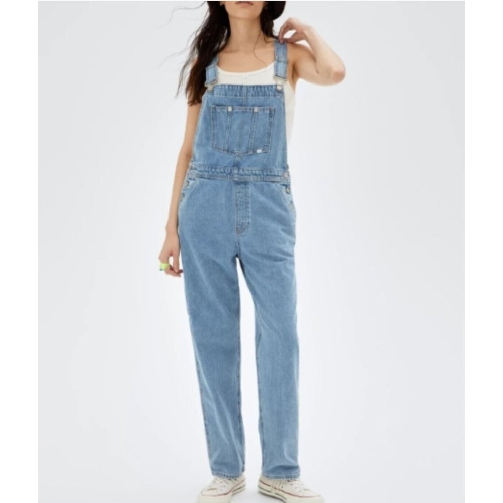 Aritzia Sundays Best Womens Overheard Light Wash Denim Carpenter Overalls NWT XL